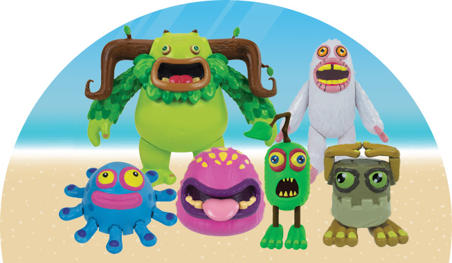 Graphic that shows My Singing Monsters characters standing on a beach